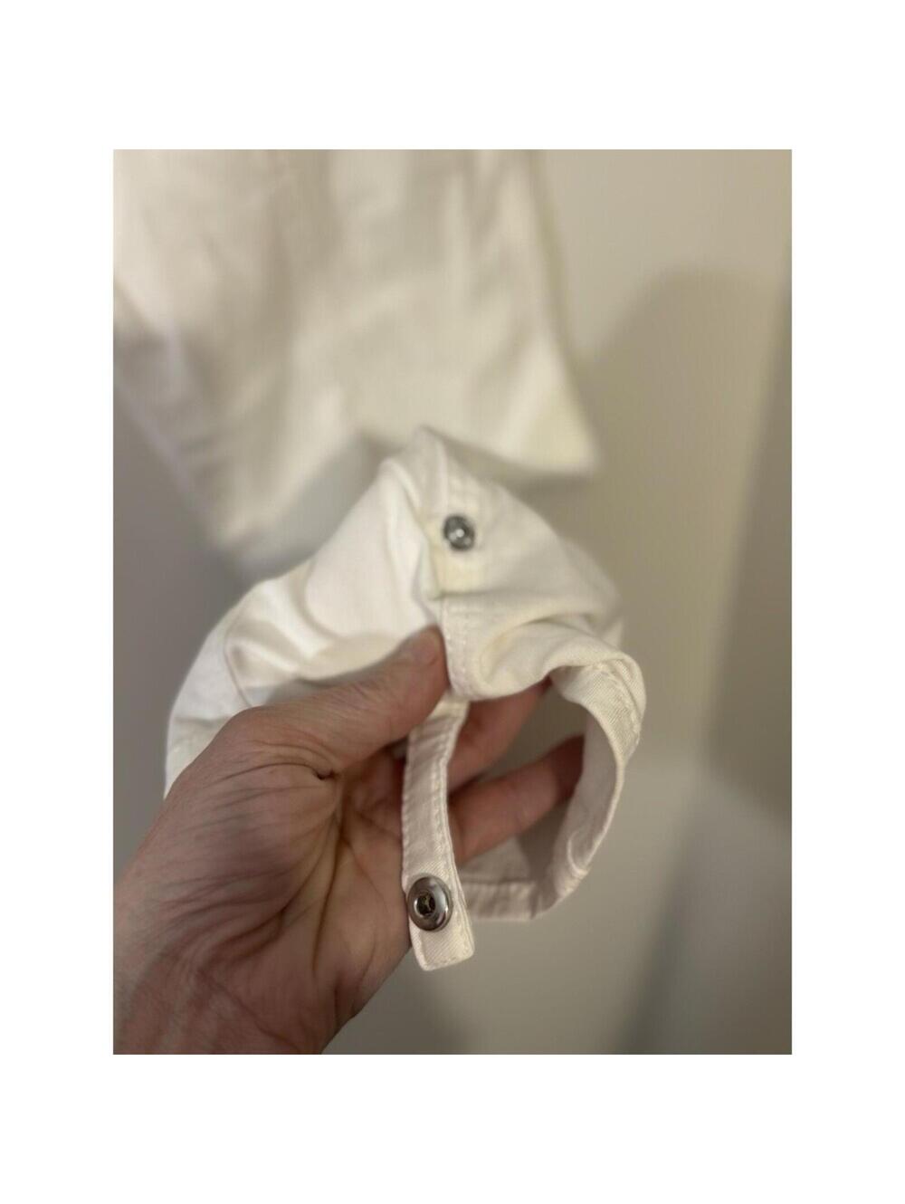 White House Black Market Women's White Cotton Cropped Straight Pants Pockets - Picture 3 of 8